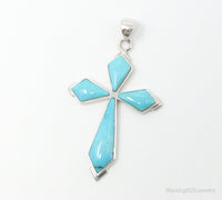 Large Designer SX Turquoise Sterling Silver Southwestern Necklace Pendant