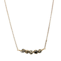 Dalmatian Jasper Wire Wrapped Pod Necklace 18 Inch Gold