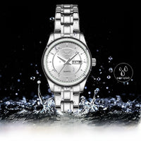Women's Stainless Steel Watch Black Dial Dual Calendar
