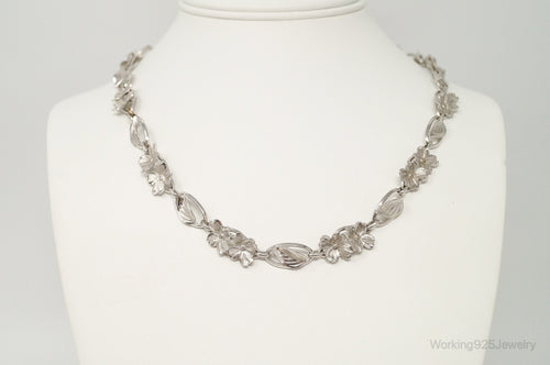 Antique SB Floral Art Nouveau Link Sterling Silver Necklace