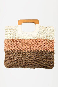 Fame Color Block Double-Use Braided Tote Bag