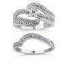 .925 Sterling Silver 1/3 Cttw Round Diamond Crisscross Engagement Ring Bridal Set (H-I Color, I1-I2 Clarity ) - Size 7