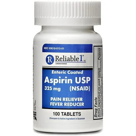 ASPIRIN 325MG ENTERIC COATED TABLET 100CT BY RELIABLE