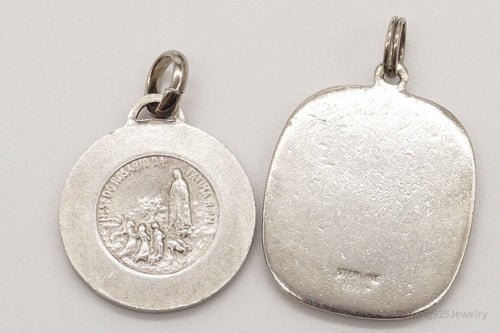 Antique Saints Protection Sterling Silver Pendant Charm Set