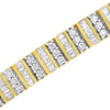 14K Yellow Gold 5.50 Cttw Round and Baguette Diamond Link Bracelet