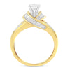 14K Two-Toned Gold Round, Baguette and Princess Cut Diamond Ring (1 1/8 Cttw, H-I Color, SI2-I1 Clarity) - Size 6