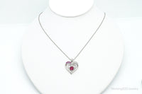 Designer Ruby Cubic Zirconia Heart Sterling Silver Necklace
