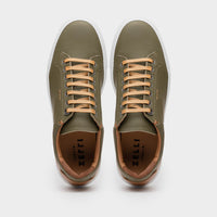 65-229-OLV Diaz Rubberized Calfskin Sneaker Olive Green