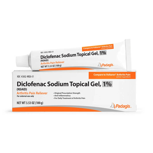 Padagis Diclofenac Sodium 1% Topical Gel, 100 Gram Tube