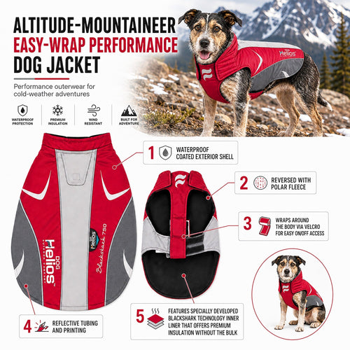 Dog Helios ® Altitude-Mountaineer Wrap-Hook-and-Loop Waterproof Dog Coat
