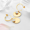 Double Round CZ Dangle Earrings Gold Plated Drop For Women