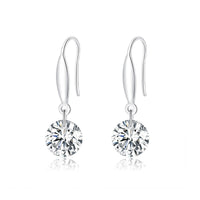 S925 Sterling Silver Earrings 2.6x0.8cm Plated Platinum with Pavé Setting CZ for Women