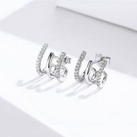 S925 Sterling Silver Platinum Plated Pavé Setting CZ Earrings