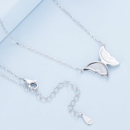 S925 Sterling Silver Plated Nacre & CZ Necklace, 40+5cm for Women
