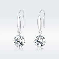 S925 Sterling Silver Earrings 2.6x0.8cm Plated Platinum with Pavé Setting CZ for Women