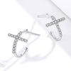 S925 Sterling Silver Earrings with Pavé Set CZ in Platinum Finish