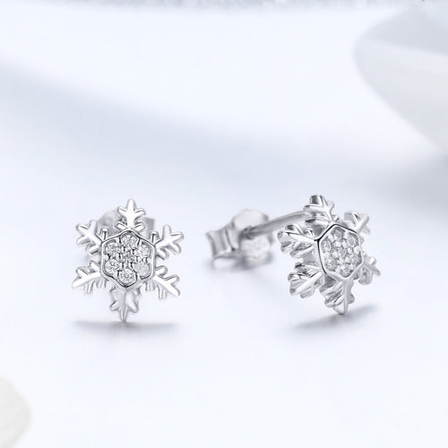 S925 Sterling Silver Earrings with CZ in Pavé Setting - 0.8*0.8cm for Women