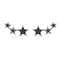 S925 Oxidized Silver Pavé CZ Earrings for Women
