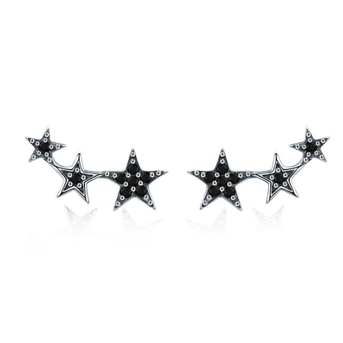 S925 Oxidized Silver Pavé CZ Earrings for Women