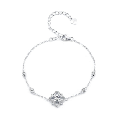 S925 Sterling Silver 0.5 Carat Moissanite Bracelet 16cm+5cm for Women