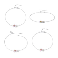 S925 Sterling Silver Adjustable Flower Bracelet for Women