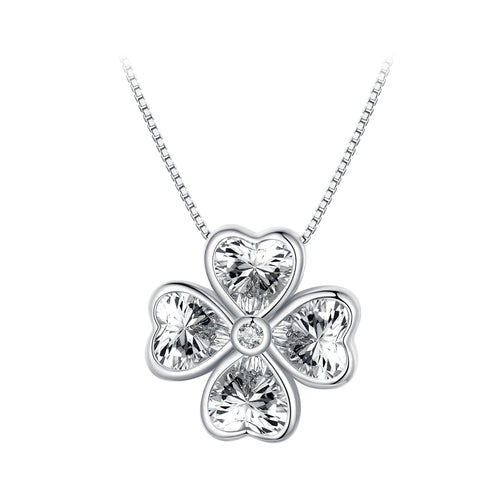 S925 Sterling Silver Pendant Necklace with Pavé Setting CZ in Platinum for Women