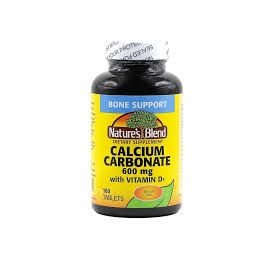 Nature's Blend Calcium Carbonate 600 mg with D3 400 IU 100 Tablets