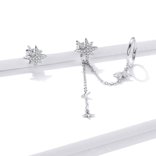S925 Sterling Silver Earrings with CZ in Pavé Setting, 5.9cm Length, 1cm Size for Women