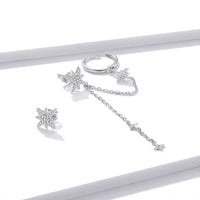 S925 Sterling Silver Earrings with CZ in Pavé Setting, 5.9cm Length, 1cm Size for Women