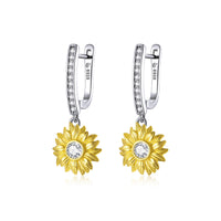 S925 Sterling Silver Plated Gold Pavé Setting CZ Earrings