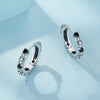 S925 Oxidized Silver Pavé CZ Earrings Size 14*2.5mm for Women
