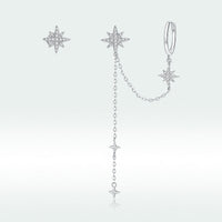 S925 Sterling Silver Earrings with CZ in Pavé Setting, 5.9cm Length, 1cm Size for Women