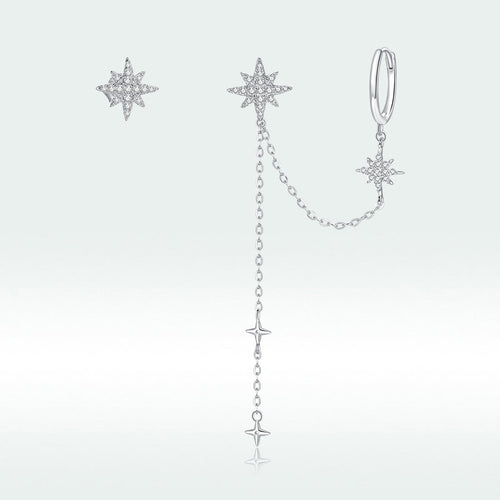 S925 Sterling Silver Earrings with CZ in Pavé Setting, 5.9cm Length, 1cm Size for Women