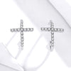S925 Sterling Silver Earrings with Pavé Set CZ in Platinum Finish