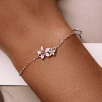 S925 Sterling Silver Adjustable Flower Bracelet for Women