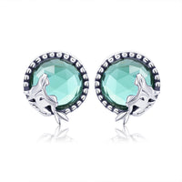 S925 Oxidized Silver Transparent Glass Earrings for Women