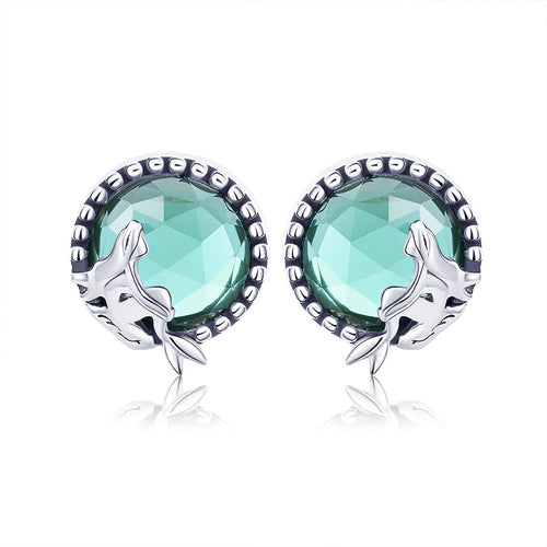 S925 Oxidized Silver Transparent Glass Earrings for Women