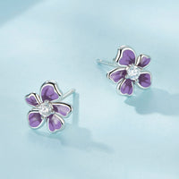 S925 Sterling Silver Plated Platinum Enamel Earrings for Women