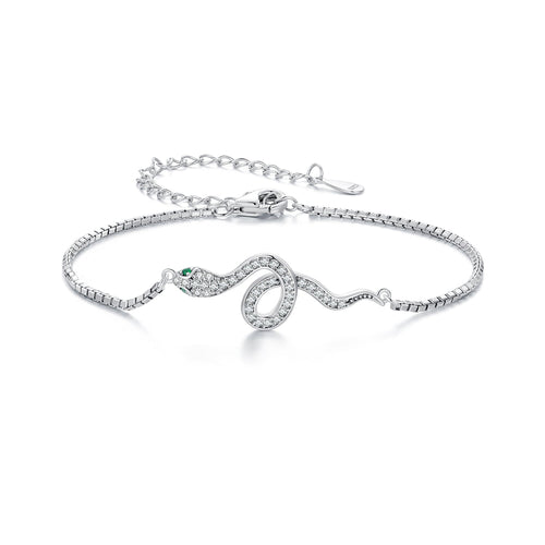 S925 Sterling Silver & Pavé CZ Platinum-Plated Bracelet