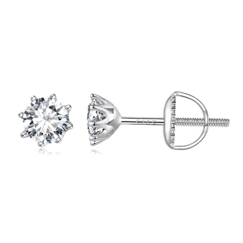 S925 Silver 0.5 Carat Moissanite Earrings 6.0mm for Women