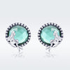 S925 Oxidized Silver Transparent Glass Earrings for Women