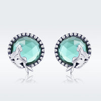 S925 Oxidized Silver Transparent Glass Earrings for Women