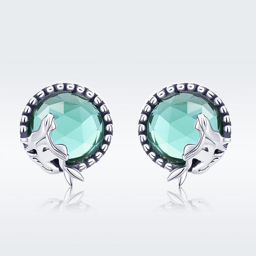 S925 Oxidized Silver Transparent Glass Earrings for Women