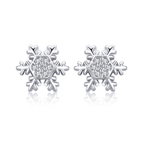 S925 Sterling Silver Earrings with CZ in Pavé Setting - 0.8*0.8cm for Women