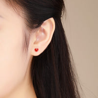 S925 Sterling Silver Plated Platinum Enamel Earrings