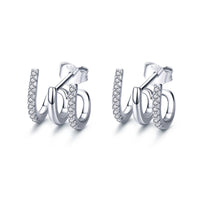 S925 Sterling Silver Platinum Plated Pavé Setting CZ Earrings