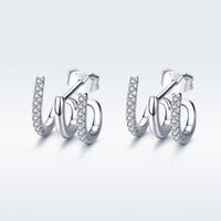 S925 Sterling Silver Platinum Plated Pavé Setting CZ Earrings