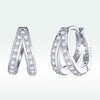 S925 Sterling Silver Earrings with Pavé Setting CZ, 1.1*0.6cm, for Women