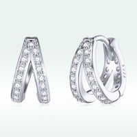 S925 Sterling Silver Earrings with Pavé Setting CZ, 1.1*0.6cm, for Women