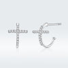 S925 Sterling Silver Earrings with Pavé Set CZ in Platinum Finish